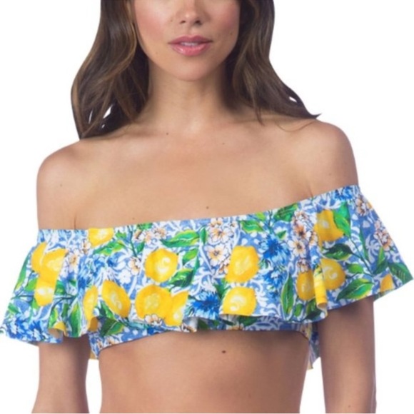 La Blanca Lemoncello Off Shoulder Bikini Top Size 6 - Picture 1 of 9